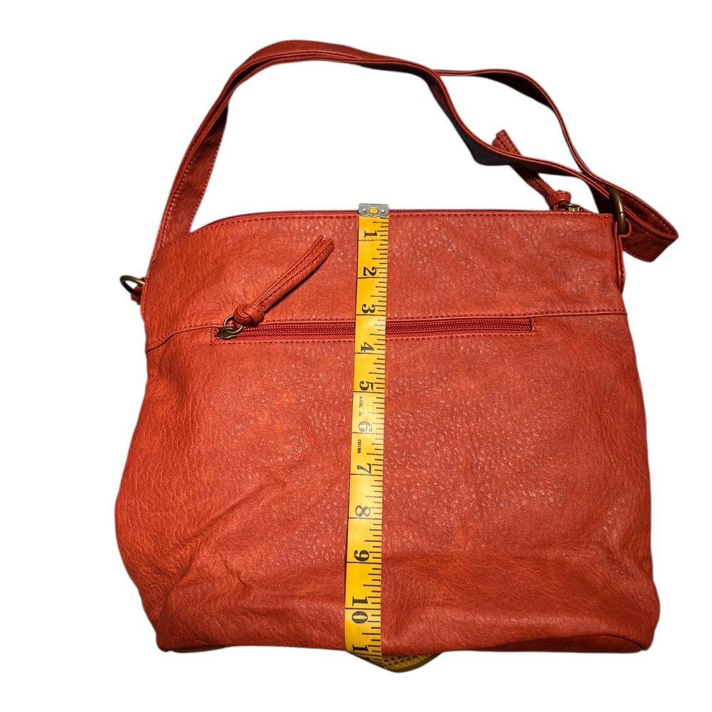 Bueno Cross Body Shoulder Bag Dark Orange Red Vegan Leather Adjustable Strap - Picture 4 of 10